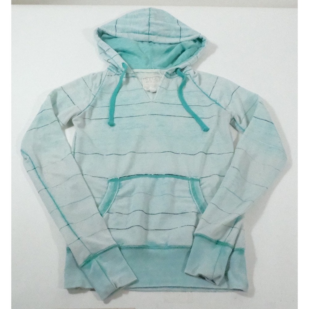 Billabong Hoodie Women XS Teal Striped Pullover Lightweight Surf